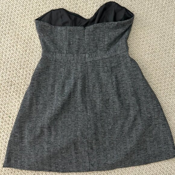 ASOS Tweed Check Bandeau A-Line Mini Dress Black/White SZ6 Cocktail Party - Picture 5 of 8